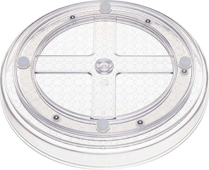 Amazon Basics 2 Tier Lazy Susan Turntable Organizer, 9" Diameter, 2-Pack, Clear