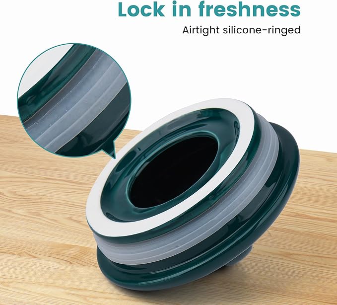 10cup/85oz Large Ceramics Jar with Lid,Big Dry Food Storage Canister Container Porcelain Kitchen Countertop Pantry Farmhouse Round Heavy Store Candy Bean Flour Snacks Cookie Cereal (Green)
