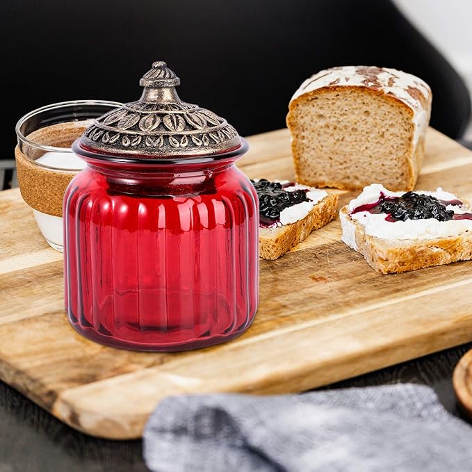 BESPORTBLE 1pc Red Airtight Jar Sealed Jar Sealed Canister Storage Can Storage Container Sealed Bottle Glass Can Glass Jar Sealing Can Tea Jar Storage Jar Storage Tank Food Container