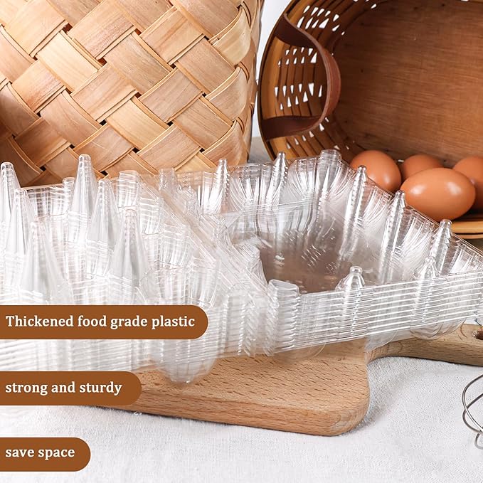 LOVEINUSA Clear Egg Cartons Bulk, 1 Dozen 12 Count Empty Egg Carton Storage Containers for Home Ranch Chicken Farm Market Display, 60 PCS