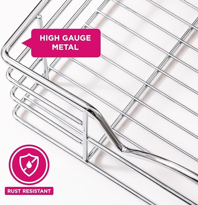 HOLDN’ STORAGE Heavy-Duty Premium Collection Pull Out Cabinet Organizer - Cabinet Drawer Slide Outs Metal Chrome (Chrome, 26 Inch)
