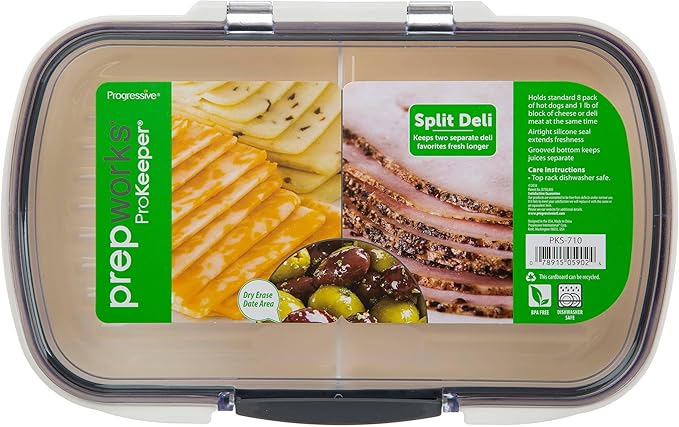 ProKeeper Split Deli Food Storage Container with Air-Tight Silicone Seal and Dry Erase Compatible Lid