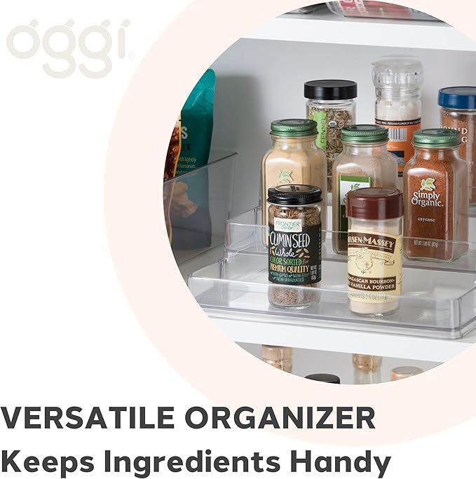 Oggi 3 Tier Spice Organizer & Pantry Storage- For Shelf, Kitchen Cabinet, Spice Rack, Pantry Organization and Storage, Clear Shelves