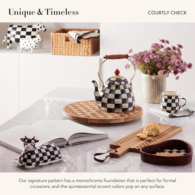 MACKENZIE-CHILDS Courtly Check Supper Club Flatware Storage Caddy, Kitchen Utensil Organizer for Silverware and Napkins