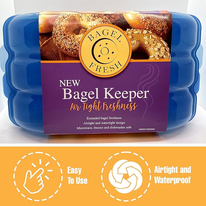 Touch Up Cup Bagel Fresh Holder Container Bread Storage Keeper Saver, Airtight and Reusable, BPA-Free, As Seen On Shark Tank Products, Pack of 2, Holds 12 Bagels