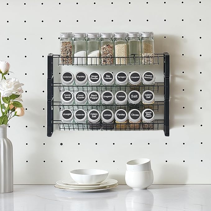 VEVOR Detachable Spice Rack Organizer for Cabinet, 4 Tie Stackable Seasoning Organizer, Spice Jars Kitchen Storage for Countertop Kitchen Pantry Cupboard, 15.8x10.7 in