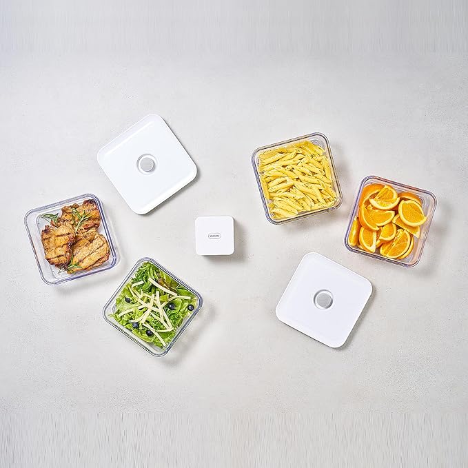 Premium Airtight Food Storage Container. Meal Prep 0.85qt 5pc/Set. 4pcs Container and Vacuum Sealer. Patented Double Silicone Lining, 100% Leak Proof, BPA-FREE