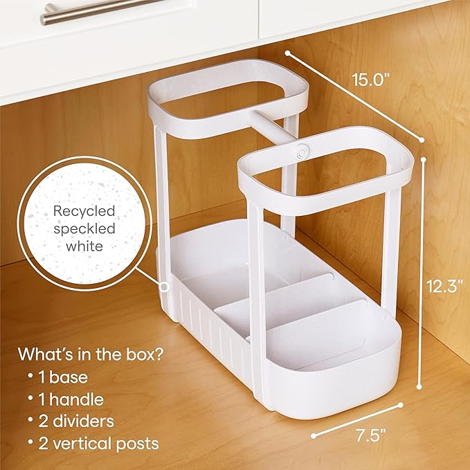 YouCopia SinkSuite Under Sink Cleaning Caddy, 2-Tier Adjustable Cleaning Supplies Organizer for Kitchen and Bathroom Organization and Storage