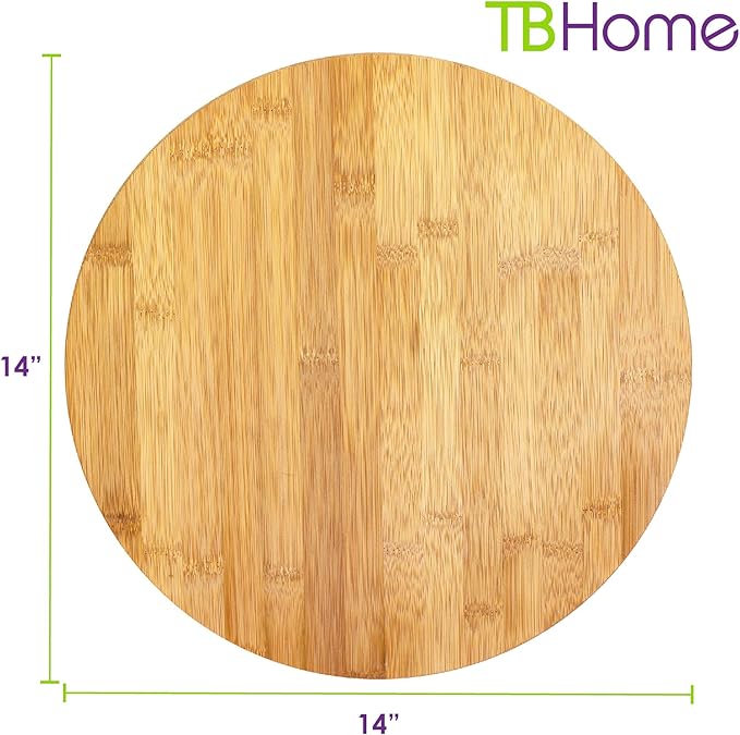 Lazy Susan Organizer for Cabinet, Pantry or Tabletop – 14" Bamboo Turntable for Kitchen, Counter or Spice Rack Storage