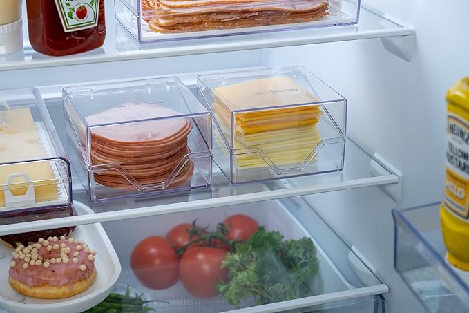 Mini Deli Keeper | Food Storage Container with Hinged Lid | Small Cold Cuts and Cheese Organizer for Refrigerator | Dishwasher Safe | Made in USA