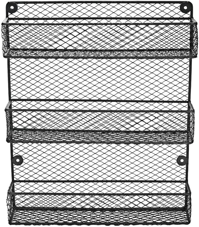 Wall Mount Spice Rack – 3-Tier Kitchen Storage Organizer Shelf, Space-Saving Design, Includes 2 Racks