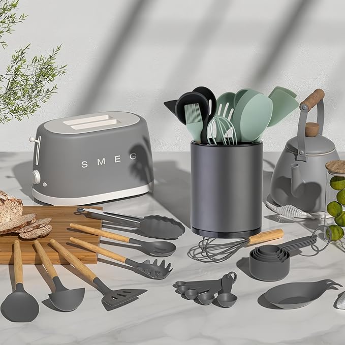 Utensil Holder For Kitchen Counter Organizer Extra Large Silverware Caddy Cooking Utensil Stainless Steel Rotating Kitchen Storage 3 Compartment Flatware Spoon Spatula