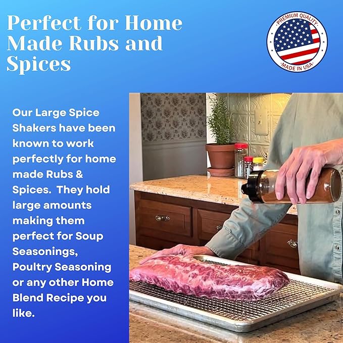 Premium Glass Spice Shakers - 16 oz Versatile Seasoning and Spice Dispenser with Sifting Lids for Popcorn, Cheese, Cinnamon, and Salt, Made in USA by JARMING COLLECTIONS (3 pack)