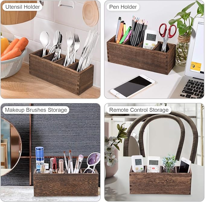 4 Adjustable Smart Compartments Kitchen Utensil Holder, Cutlery Trays, Silverware Storage Kitchen Utensil Flatware Caddy
