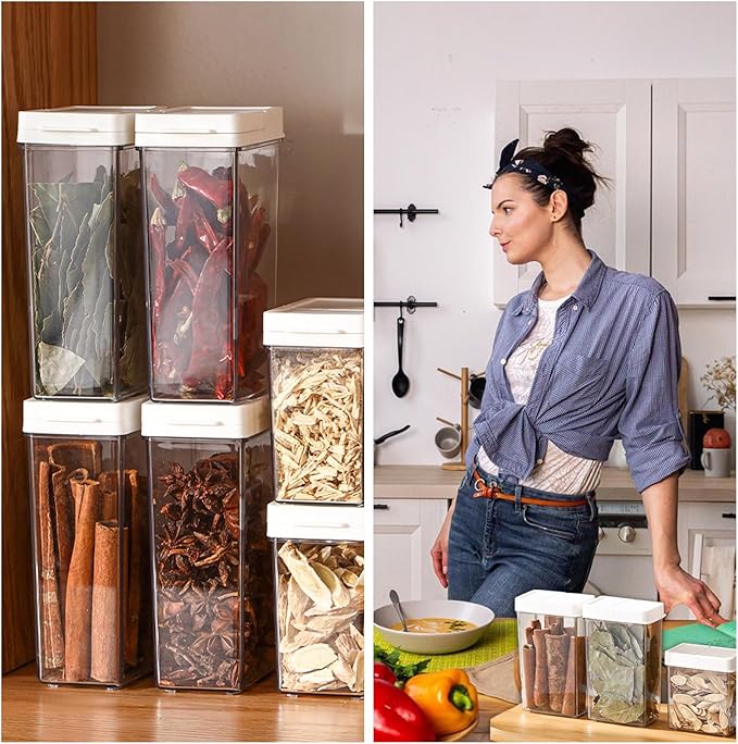 Airtight Food Storage Containers with Lids and Pour Spouts - BPA-Free Kitchen and Pantry Organization, Plastic Canisters for Cereal, Flour, Sugar, and More (Large)
