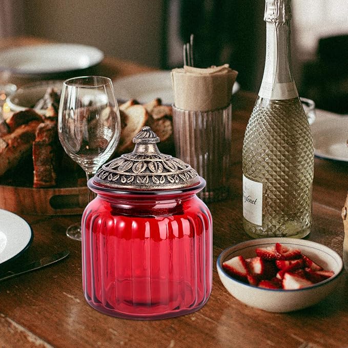 BESPORTBLE 1pc Red Airtight Jar Sealed Jar Sealed Canister Storage Can Storage Container Sealed Bottle Glass Can Glass Jar Sealing Can Tea Jar Storage Jar Storage Tank Food Container