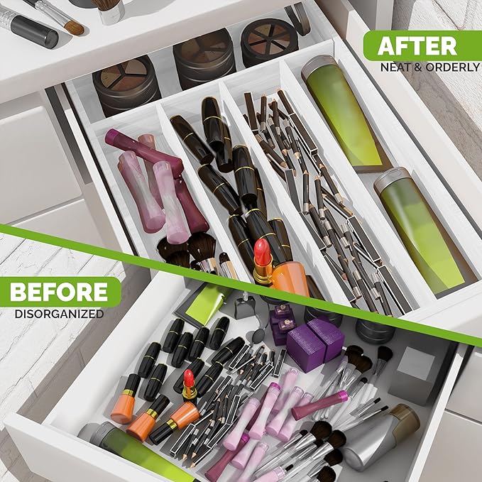 Utopia Kitchen Silverware Organizer, Bamboo Utensil Drawer Organizer for Cutlery, Utensils & Flatware (5 Compartment, White) Pack of 1