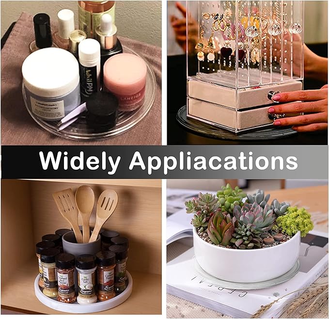 6 Inch Acrylic Turntable Organizer, 2 Pcs Clear 360 Degree Rotation Round Turntable for Kitchen Pantry Table Countertop Cabinet Decorating