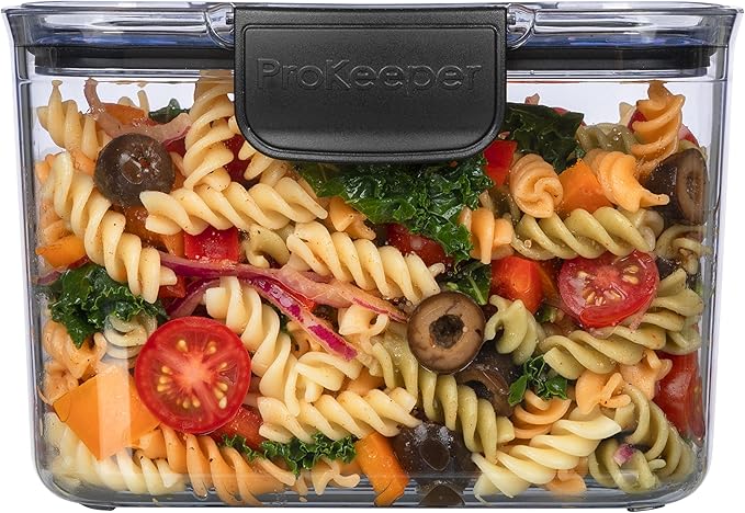 Progressive Prokeeper + Deli Storage Set: Air-Tight Silicone Sealed Containers w Grooved Bottom, Dry Erase Lid, BPA-Free, Stackable, Keeps Meats & Cheeses Fresh Longer, PKS-706C Tall Deli 1.65L