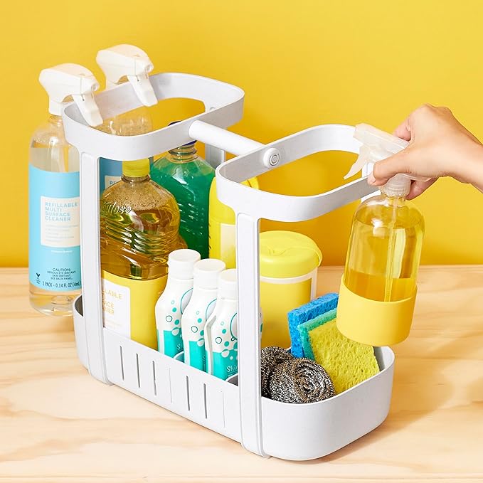 YouCopia SinkSuite Under Sink Cleaning Caddy, 2-Tier Adjustable Cleaning Supplies Organizer for Kitchen and Bathroom Organization and Storage