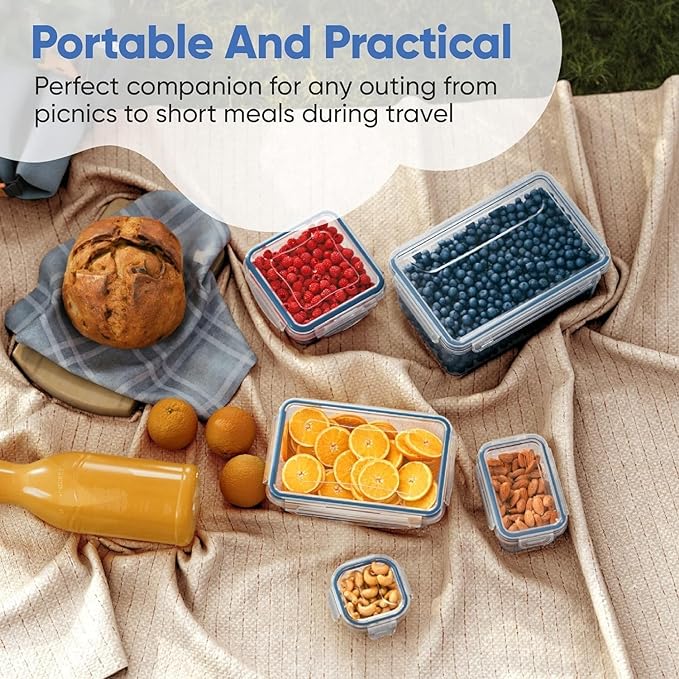 Chefs Path 48 Piece BPA-Free Plastic Food Storage Container Set with 24 Containers and 24 Lids for Kitchen Pantry Organization and Meal Prep