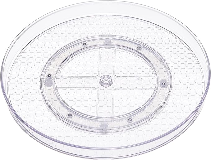 Amazon Basics 2 Tier Lazy Susan Turntable Organizer, 12" Diameter, 2-Pack, Clear