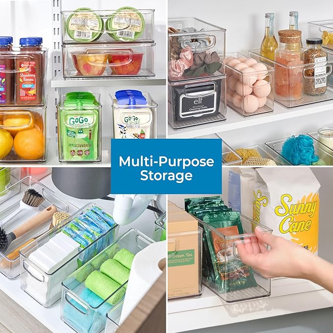 iDesign Pantry Bin with Handles for Kitchen, Fridge, or Freezer, Clear, Made in USA