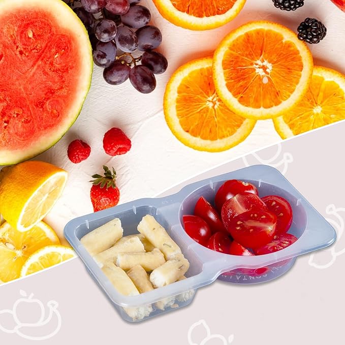 10 Sets Condiment Container with Lid, Disposable Double Compartment Plastic Container for Sauce Snack