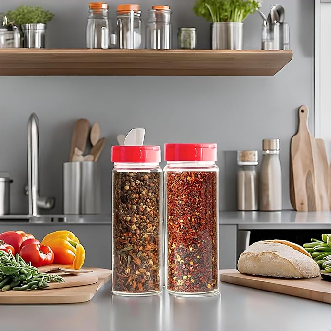 JARMING COLLECTIONS Glass Spice Jars with Shaker Lids - Spice Containers 16 oz Popcorn Seasoning Shaker or Parmesan Cheese, Cinnamon Sugar Dispenser