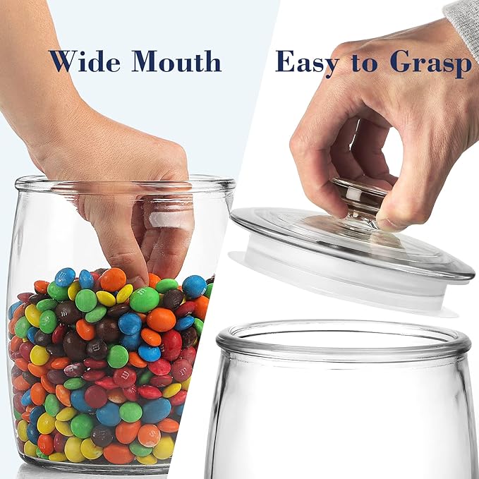 Half Gallon Glass Jars with Lid, Wide Mouth Cookie Jars Set of 2, Apothecary Jar for Candy, Glass Canisters for Kitchen Storage and Laundry Organization
