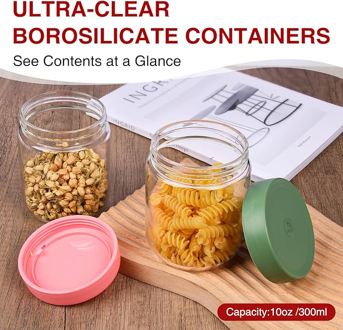 16oz Borosilicate Glass Jars with Lids - Freezer to Oven Safe (-4°F to 446°F), Airtight Meal Prep Containers for Overnight Oats, Snacks, Coffee,Microwave & Dishwasher Safe (6pack)