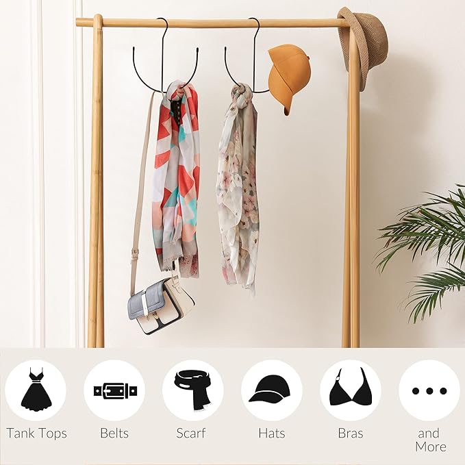 ZEDODIER Belt Hangers, Belt Rack 2 Pack Black Closet Accessories Organizers, Closet Organizer Hook Rack for Belt, Ties, Scarves, Camisoles, Hats, Bras, Shoes