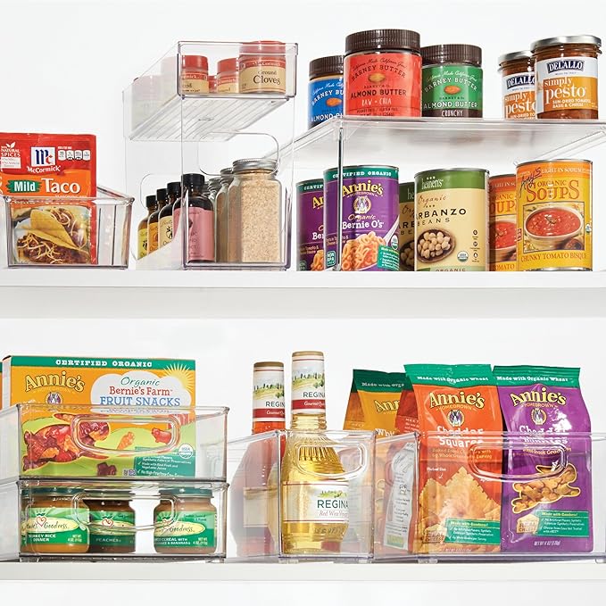 iDesign Pantry Bin with Handles for Kitchen, Fridge, or Freezer, Clear, Made in USA