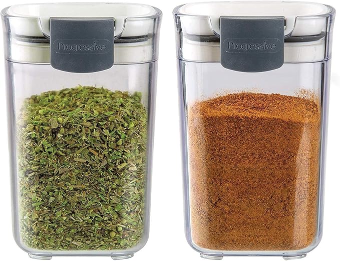 Progressive International PKS-410 Prepworks ProKeeper Seasoning Keeper Spice Airtight Food Storage Containers, Clear (2 Pack)