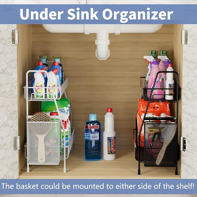 EKNITEY Bathroom Countertop Organizer Shelf - 2 Tier Counter Spice Rack Metal Makeup Rack Small Perfume Organizer for Sink/Bedroom/Living Room/Kitchen/Office