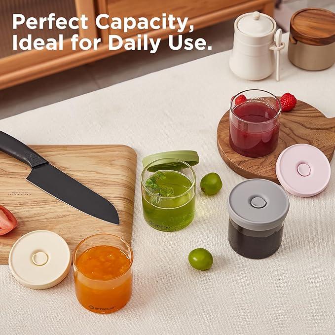 Glass Food Jars - Airtight Dressing Containers with Lids, Perfect for Sauces, Overnight Oats, and Baby Food Storage, Small Glass Jars with Lids, 10oz Pack of 4