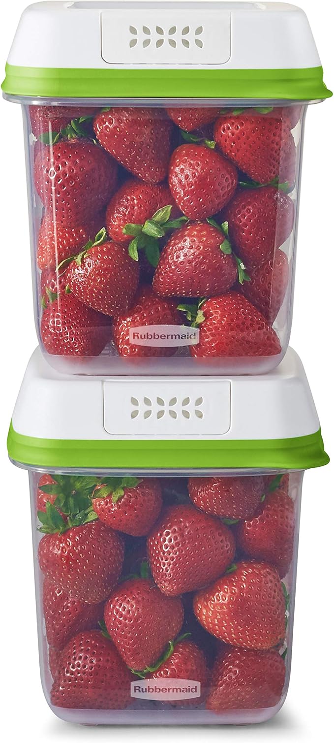 Rubbermaid FreshWorks Produce Saver, Medium Produce Storage Containers, 2 Pack