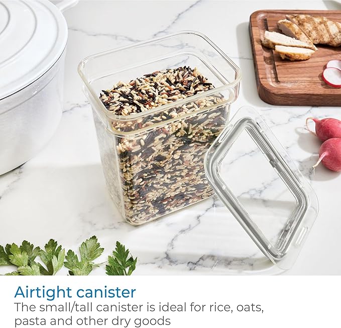 iDesign Small Food Storage Bin with Airtight Lid for Kitchen or Pantry Storage - Set of 4 - Clear