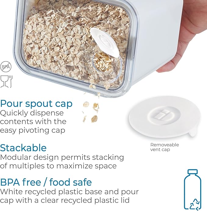 InterDesign iDesign Small Airtight Kitchen Canister with Removable Pour Cap - Set of 4 - White