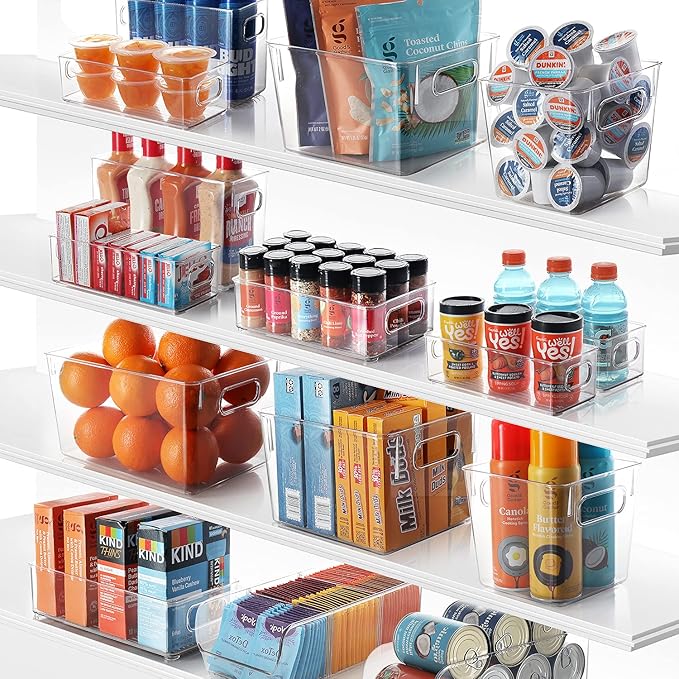 StorageBud Pantry Organization And Storage - Refrigerator Organizer Bins - Stackable Clear Fridge & Freezer Organizer Bins - Great Bins For Pantry, Storage, Organizer, Fridge, Freezer, & More