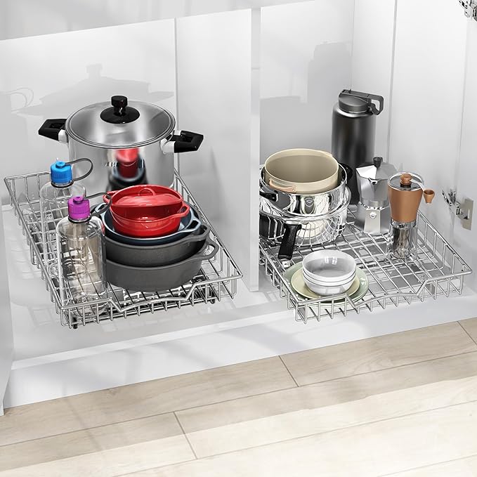 Simple Houseware Under Cabinet Pull Out Sliding Shelf Drawer Organizer, 21" D x 14" W