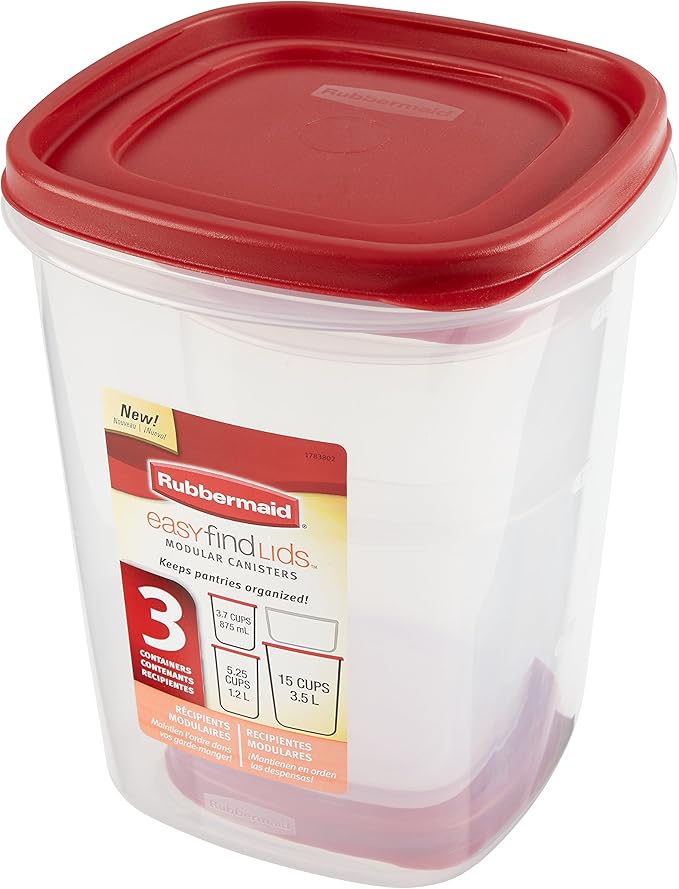 Rubbermaid Easy Find Lids Food Storage Containers, Racer Red, 6-Piece Set (Pack of 4)