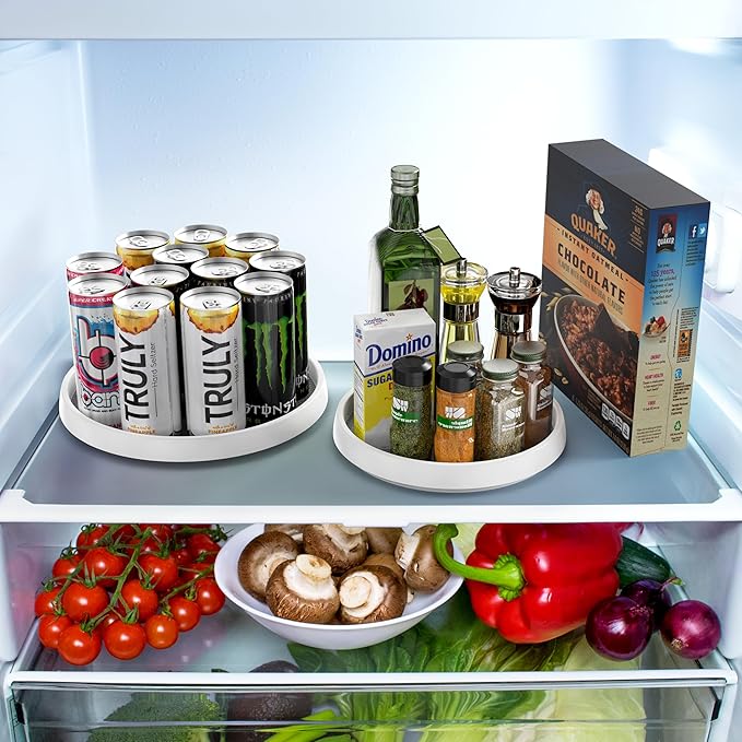 Simple Houseware Lazy Susan Spice Organizer Rotating Rack Tray, 4-Pack (2 Medium 10'', 2 Large 12'')