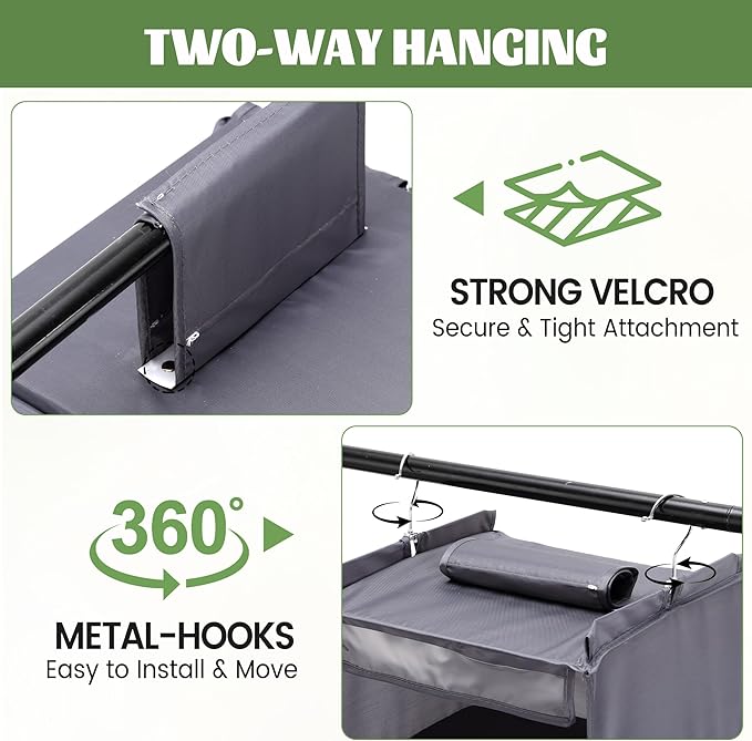 2 Pack 6-Shelf Weekly Clothes Organizer for Kids, Hanging Daily Closet Organization with 6 Side Pockets, Days of The Week Clothing Divider Storage for Boys and Girls (Grey)