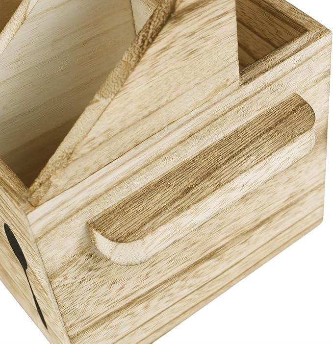 Ikee Design Rustic Elegant Wooden Flatware Organizer Caddy, Oak Color, 7'W x 5.5'D x 6.63'H