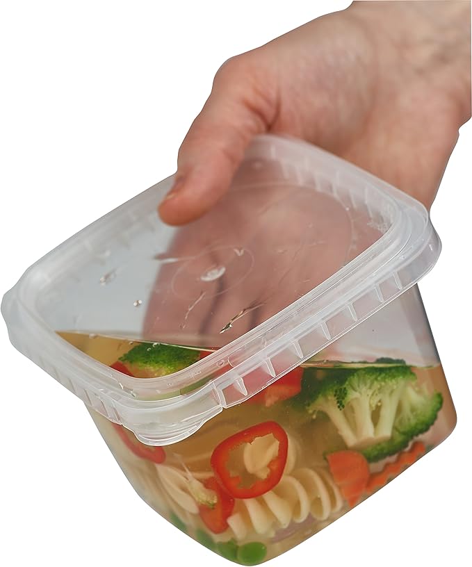16-oz. Square Clear Deli Containers with Lids , Tamper-Proof BPA-Free , Take Out Food Storage Containers Space Saver Airtight Meal Prep Container , 25Pack