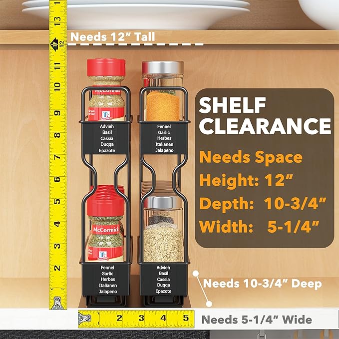 SpaceAid Pull Out Spice Rack Organizer for Cabinet, 2 Drawers 2-Tier, 3 Drawers 2-Tier