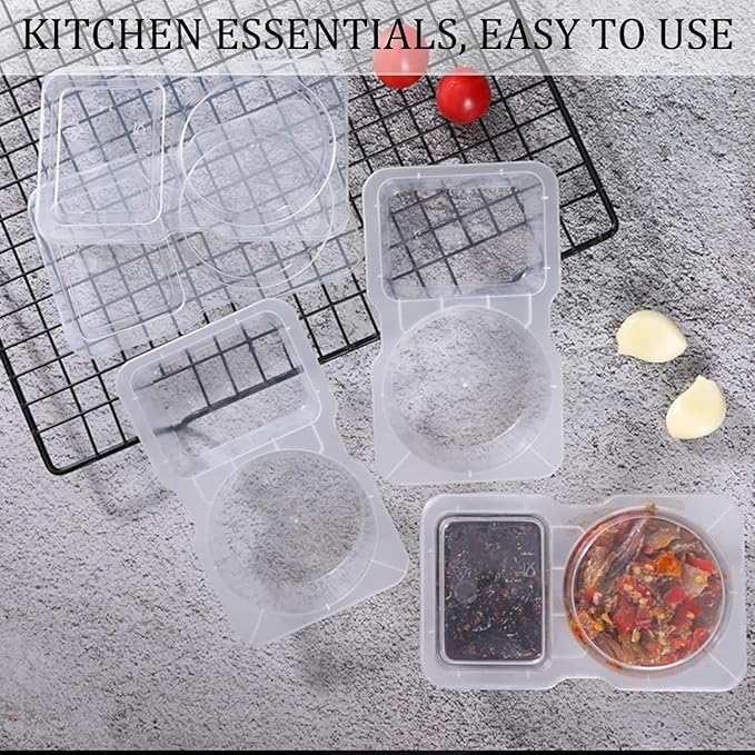 20 PCS Reusable Grab Go Snack Containers, Portable Clear Snack Pack Boxes with Double Compartments Lids for Snacks Condiments