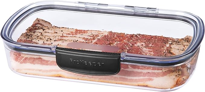 Progressive Prokeeper + Deli Storage Set: Air-Tight Silicone Sealed Containers w Grooved Bottom, Dry Erase Lid, BPA-Free, Stackable, Keeps Meats & Cheeses Fresh Longer, PKS-700C Deli 1.65L