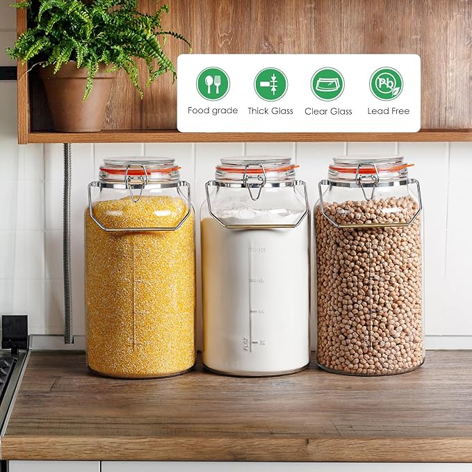 1.5 Gallon Glass Jar with Lid, Large Glass Jar with Lid and Silicone Seal, Gass Storage Jar with Lids, Wide Mouth Jars Glass Container for Kitchen Food Storage(1 Pack)